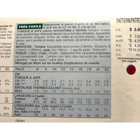 Butterick Sewing pattern 4243 suit long blazer straight skirt size 12 14 - Picture 5 of 6